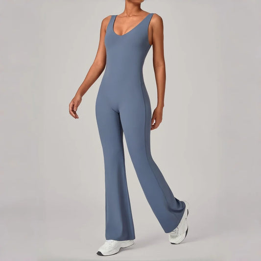 Flared Sculpt One-Piece Yoga Jumpsuit – Slim Fit & Hip-Lifting
