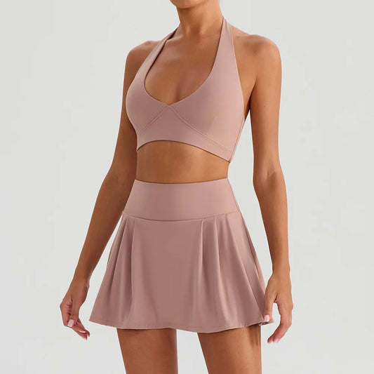 2-Piece Tennis Active Set – Support Top & High-Waist Sports Skirt