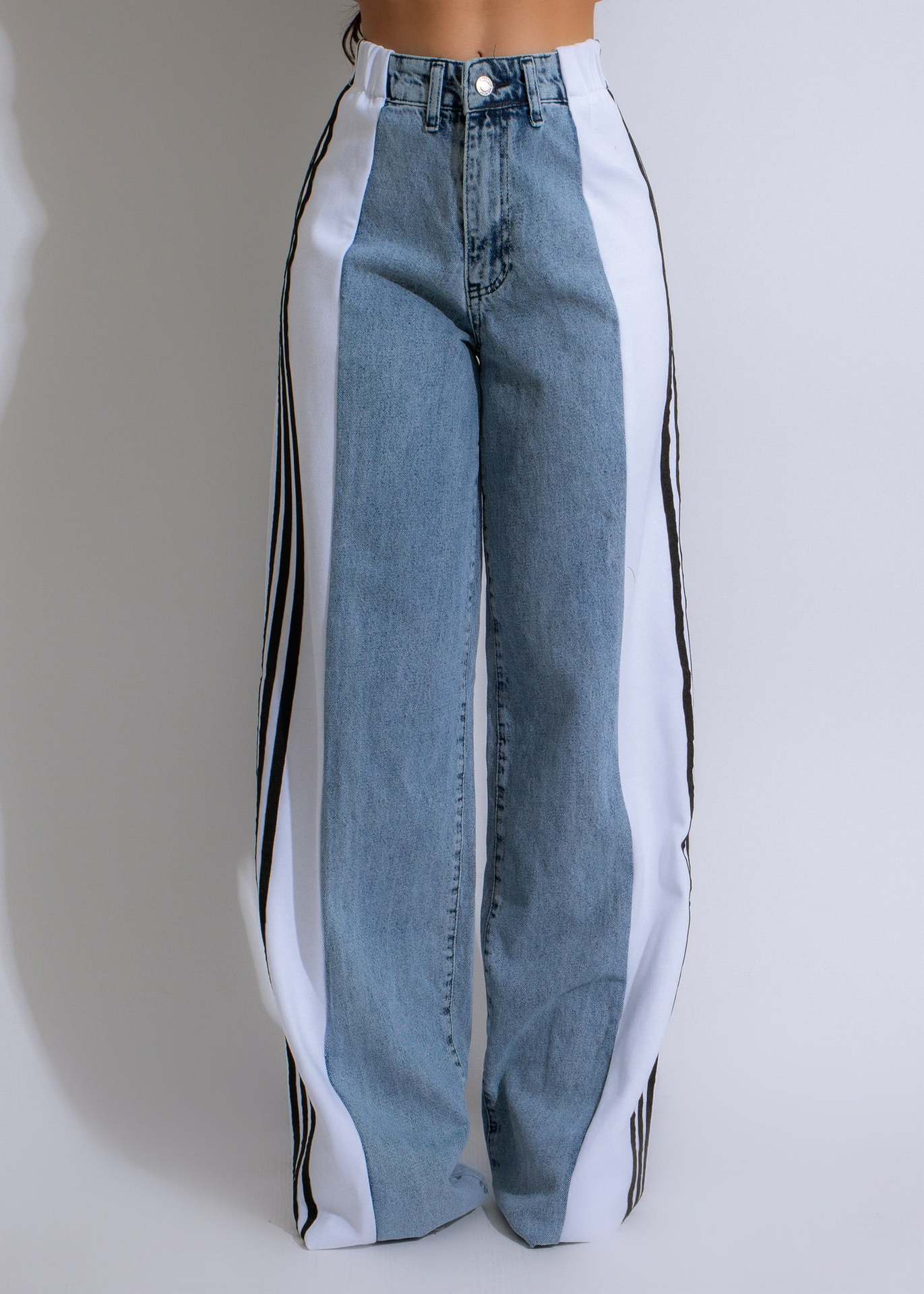 Striped Wide Leg Jeans