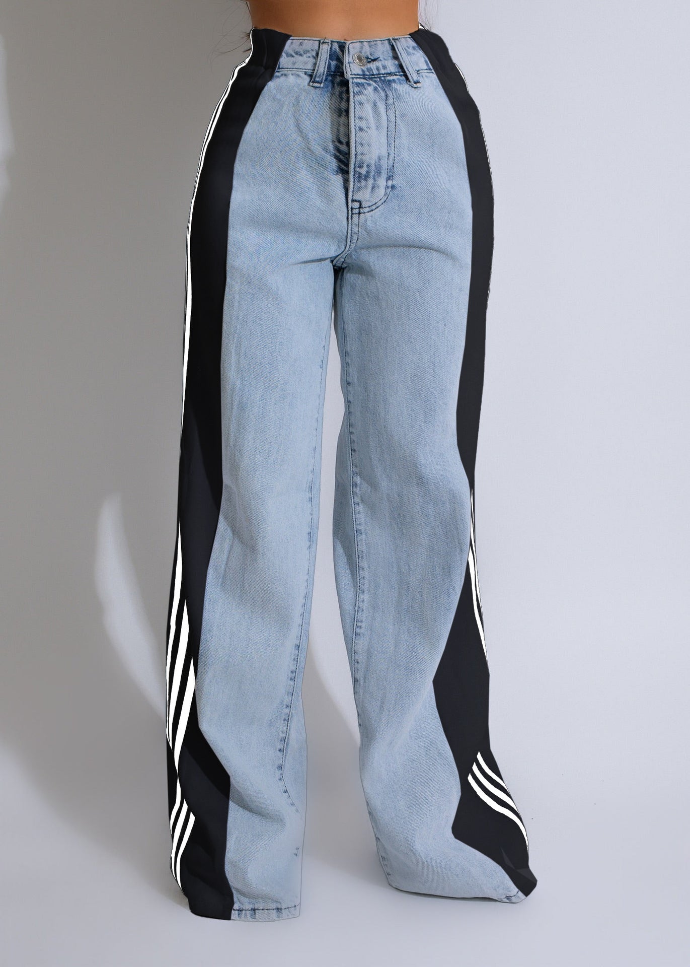 Striped Wide Leg Jeans