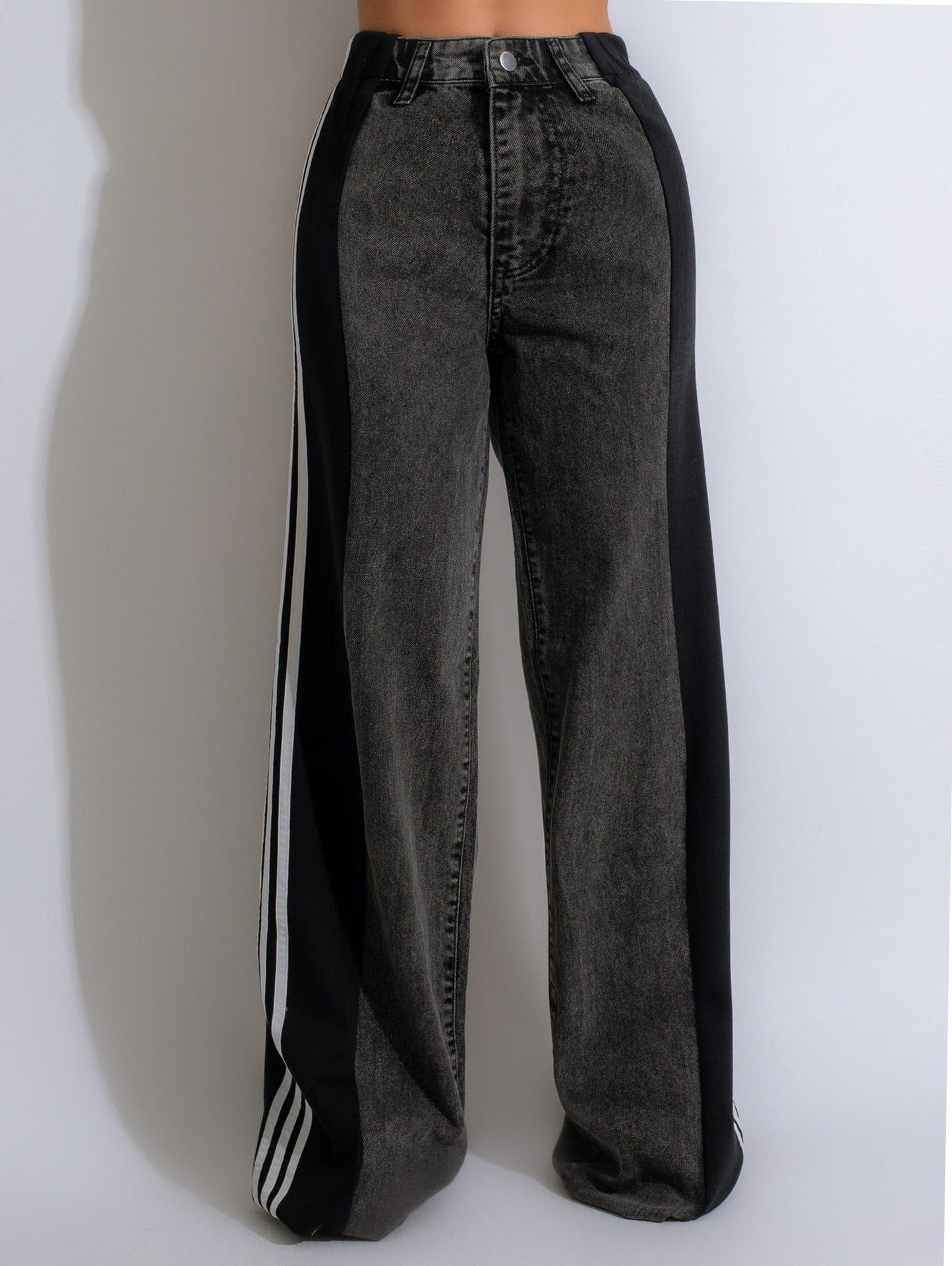 Striped Wide Leg Jeans