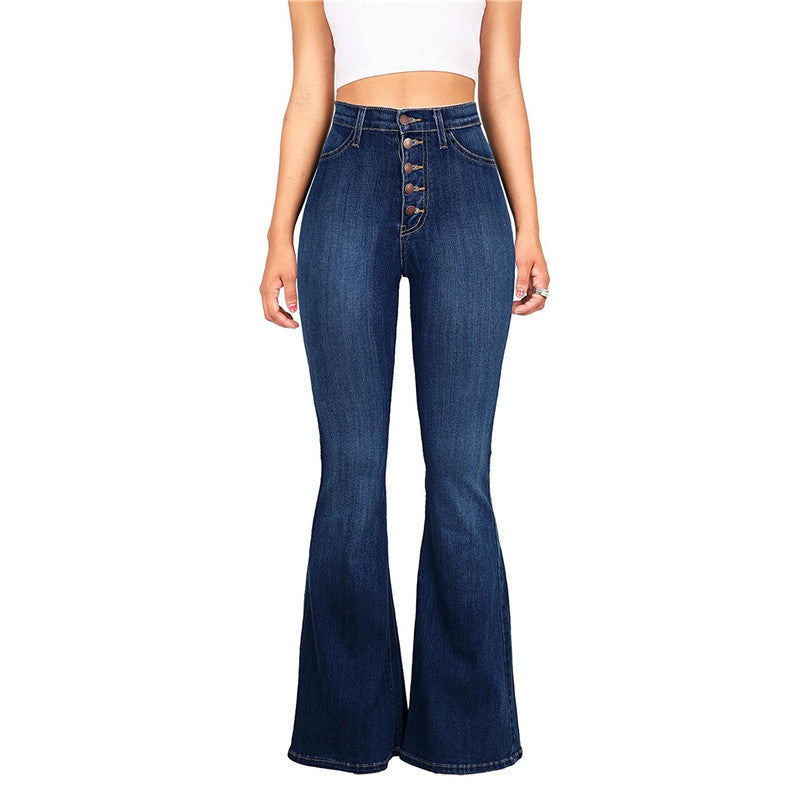 Flare High Waist Button Jeans