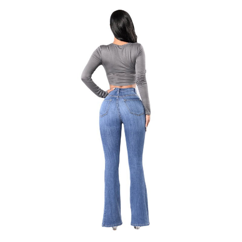Flare High Waist Button Jeans