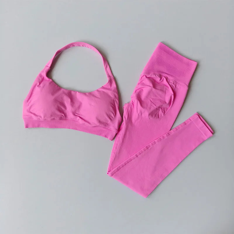 Seamless Yoga Set - High Waist Leggings & Sports  Bra