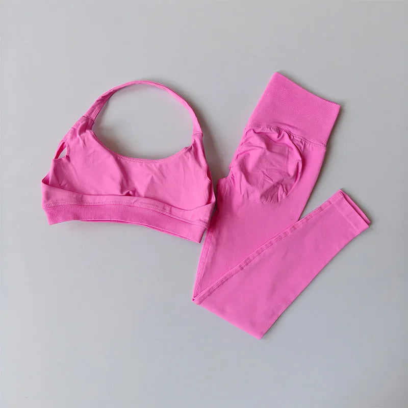 Seamless Yoga Set - High Waist Leggings & Sports  Bra