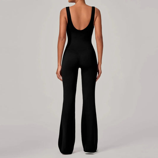 Flared Sculpt One-Piece Yoga Jumpsuit – Slim Fit & Hip-Lifting