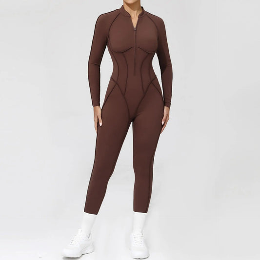 Sculpt One-Piece Yoga Jumpsuit – Long Sleeve & Full Length