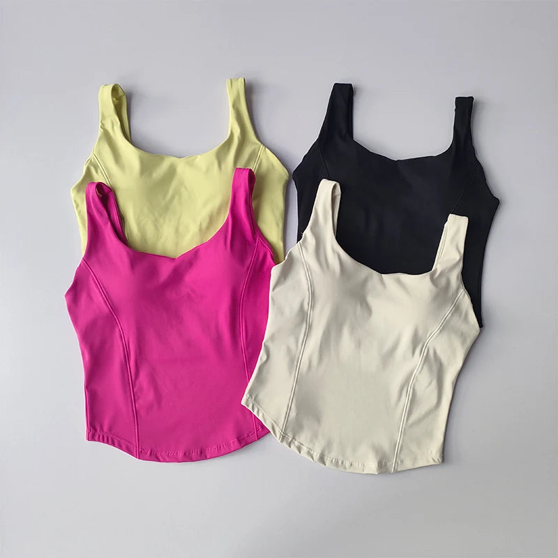 High-Support Backless Fitness Tank Top & Sports Bra – Shockproof, Sculpting & Seamless