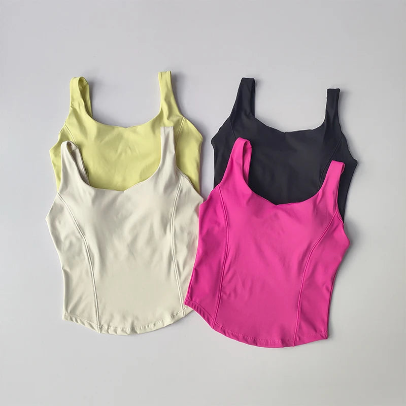 High-Support Backless Fitness Tank Top & Sports Bra – Shockproof, Sculpting & Seamless