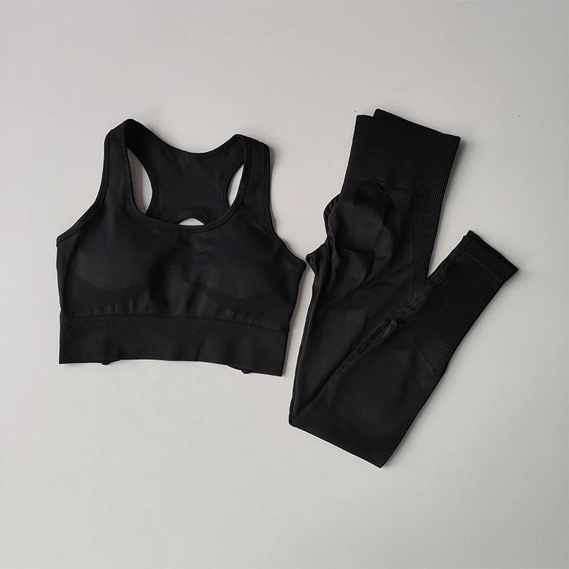 Seamless Yoga & Fitness Set | High Waist  Leggings & Support Sports Bra