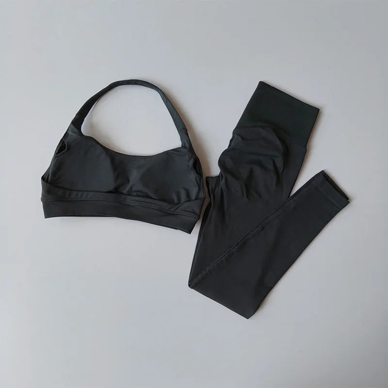 Seamless Yoga Set - High Waist Leggings & Sports  Bra