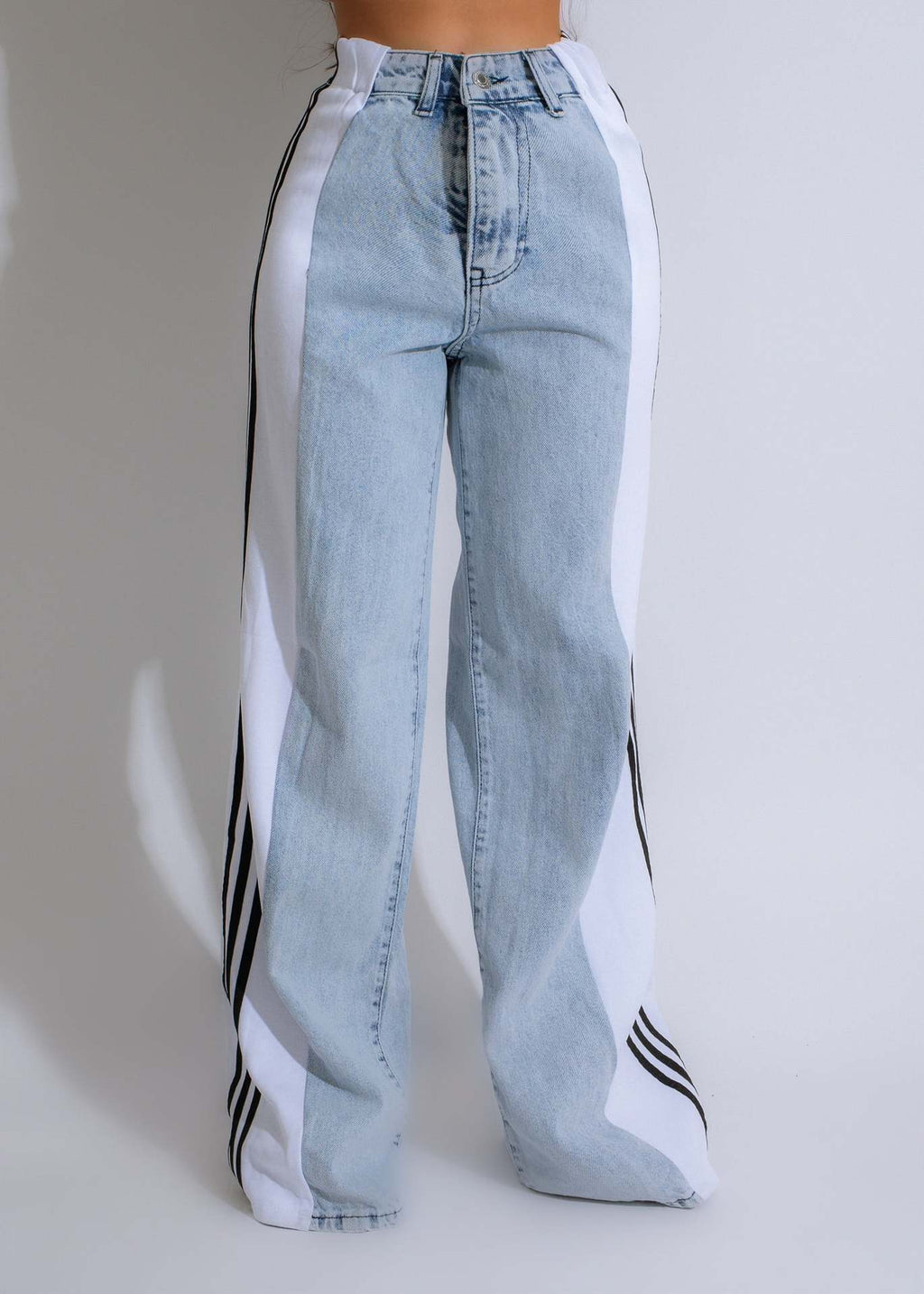 Striped Wide Leg Jeans